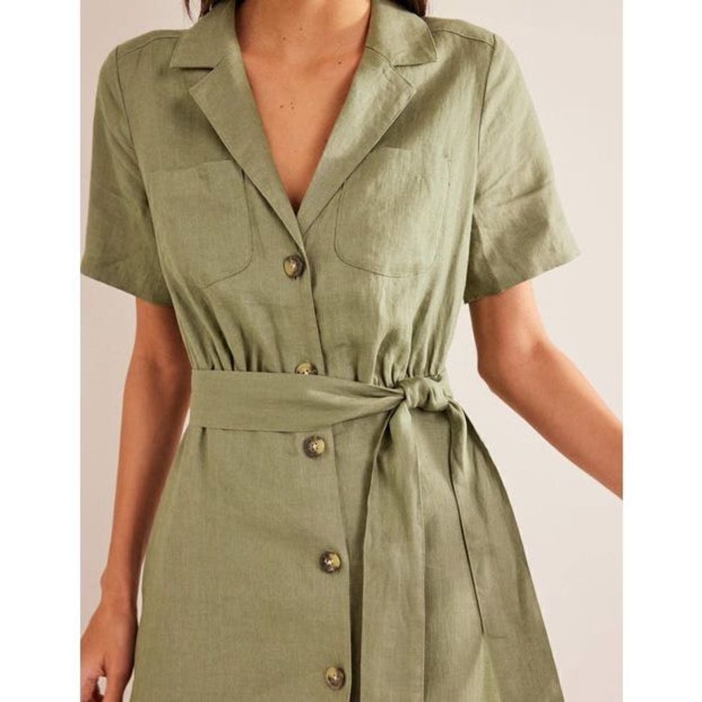 ✨Boden Linen Mini Shirt Green Sz. 4P Dress✨
